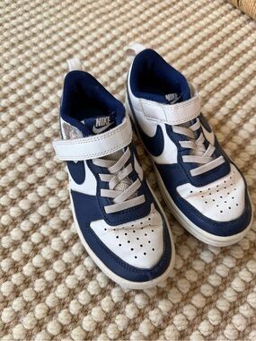 Nike Kids Navy and White Mid-Top Sneakers 12c